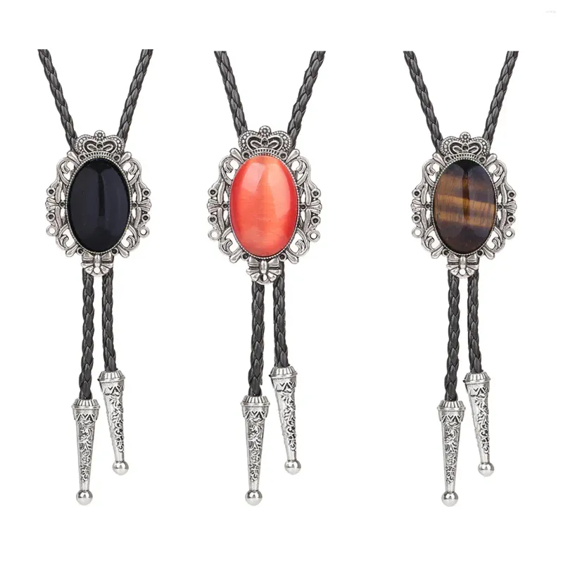 Kolye Kolyeler Bolo Tie Conste Oval Kostüm Hediyesi Batı Kovboy Alaşım Ayarlanabilir Vintage Rodeo Kolye Parti Noel Erkekleri ve