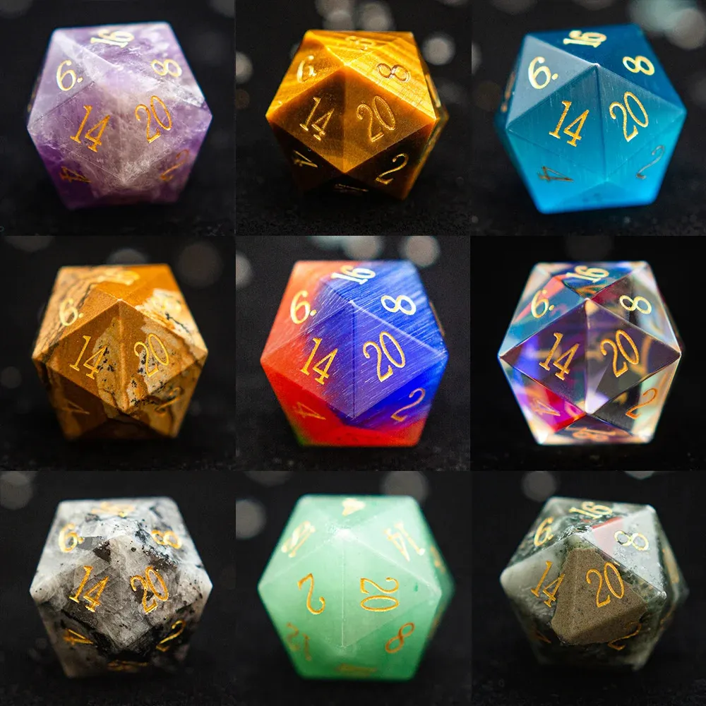 1pc 20 من جانب D20 Dice Polyhedral Gemstone أشكال مختلفة D20 DND DICE لـ D D TRPG Magic Tabletop Games Board Games DICE 240202