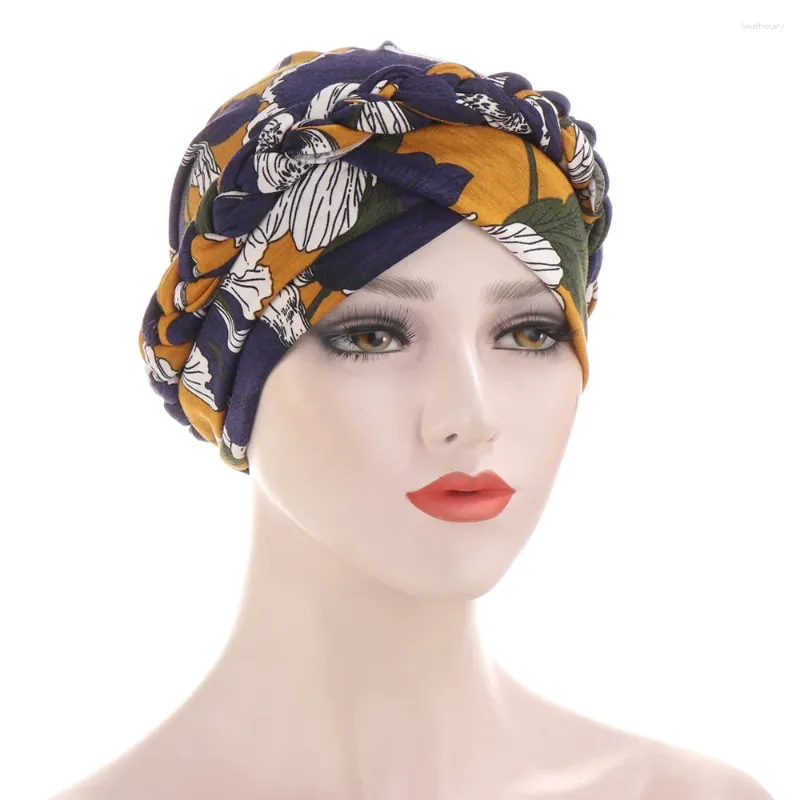 Etniska kläder tryckt hijabs Underscarf Bonnet Braid Chemo Cap muslimska kvinnor cancer håravfallshatt islam arabisk täckning turban headwrap