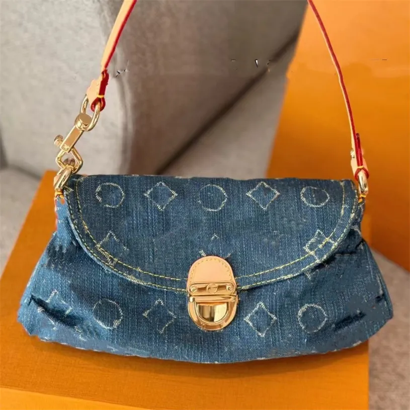 Sac à bandoulière de créateur Cowboy pour femmes de gamme haut de gamme Vintage Denim Baguette broderie