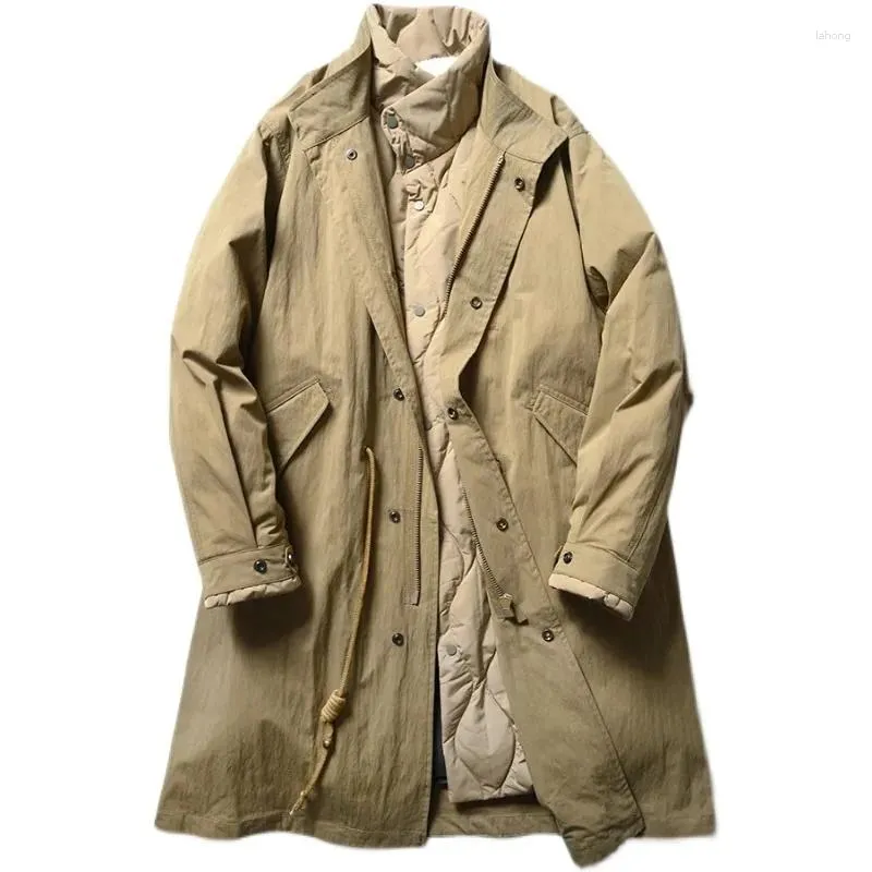 Охотничьи куртки мужские поддельные из двух частей утолщенный воротник-стойка длинный пуховик открытый кемпинг штормовой костюм инструменты дорожное пальто M51 прогулочное