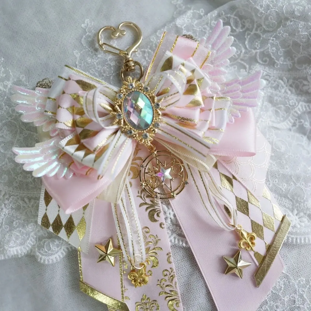 Luxury Anime Cosplay Crafts Bow Ribbon Ita Bag Rod Accessories Lolita Ryggsäck Decoration 240126