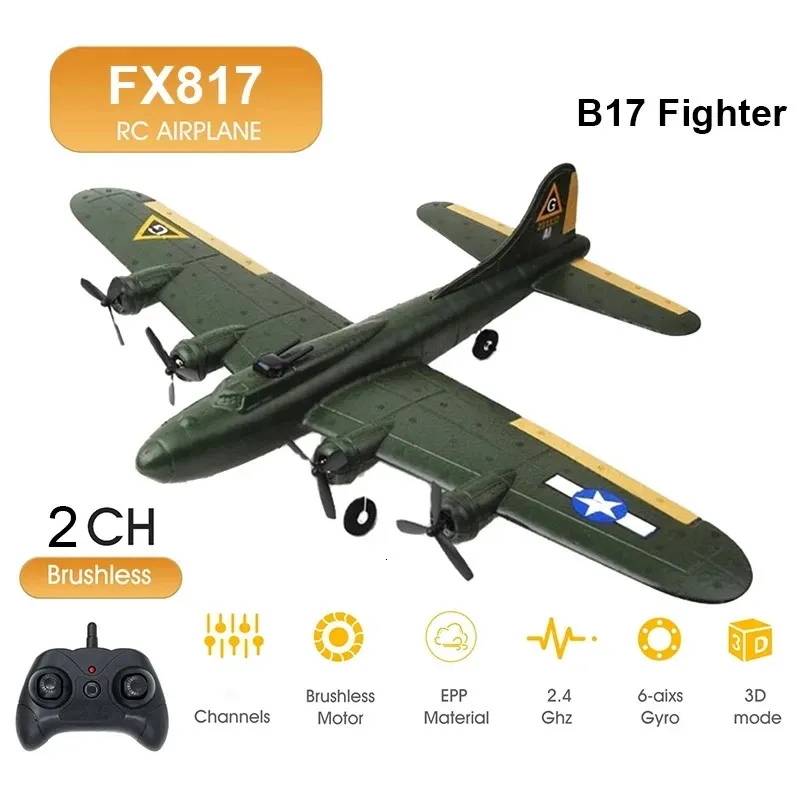 FX817 B17 RC Airplane Aircraft Remote Control Plane Fixing 24 GHz Glider Epp Foam RTF Planes Toys for Children 240119