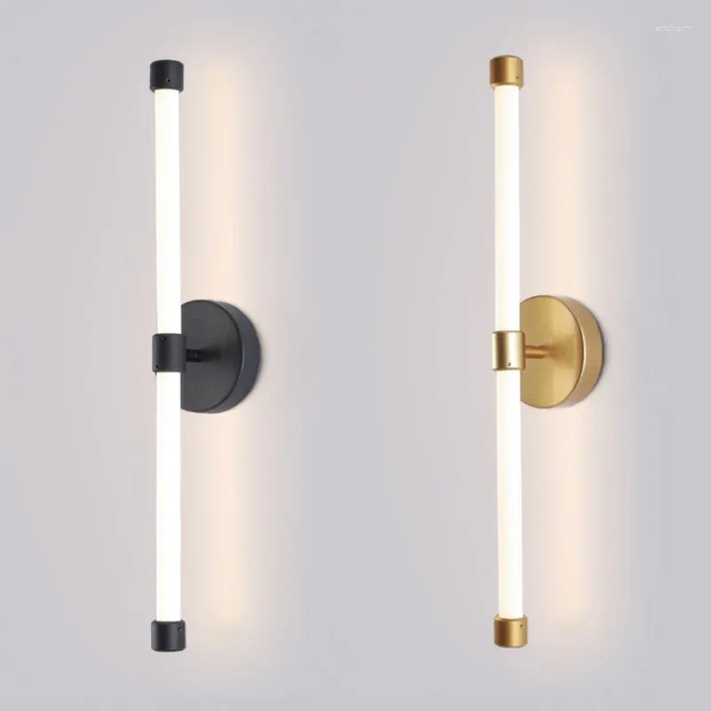 Wall Lamp Modern Nordic LED Black Gold Metal Tube Pipe Up Down Light For Living Room Bedroom Bedside Decor Sconces