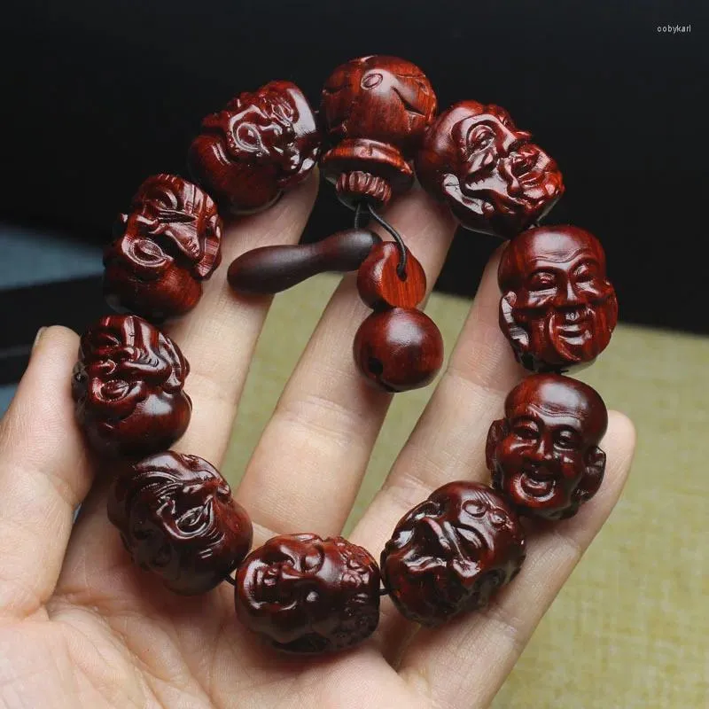 Strand Rhinoceros Horn The Eighteen Disciples Of Buddha Pterocarpus Santalinus Carving Rosary Product