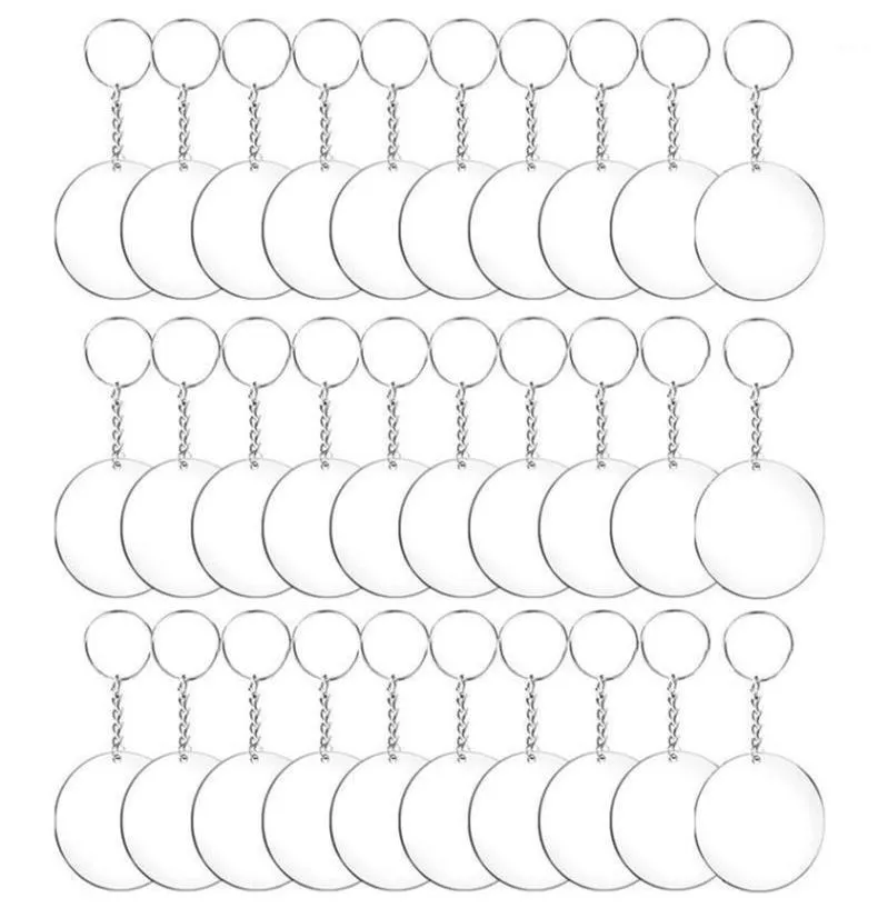 487296PCS Akryl Transparent Circle Discs Set Key Chains Clear Round Acrylic KeyChain Slags Keychain for DIY Transparent12467432306