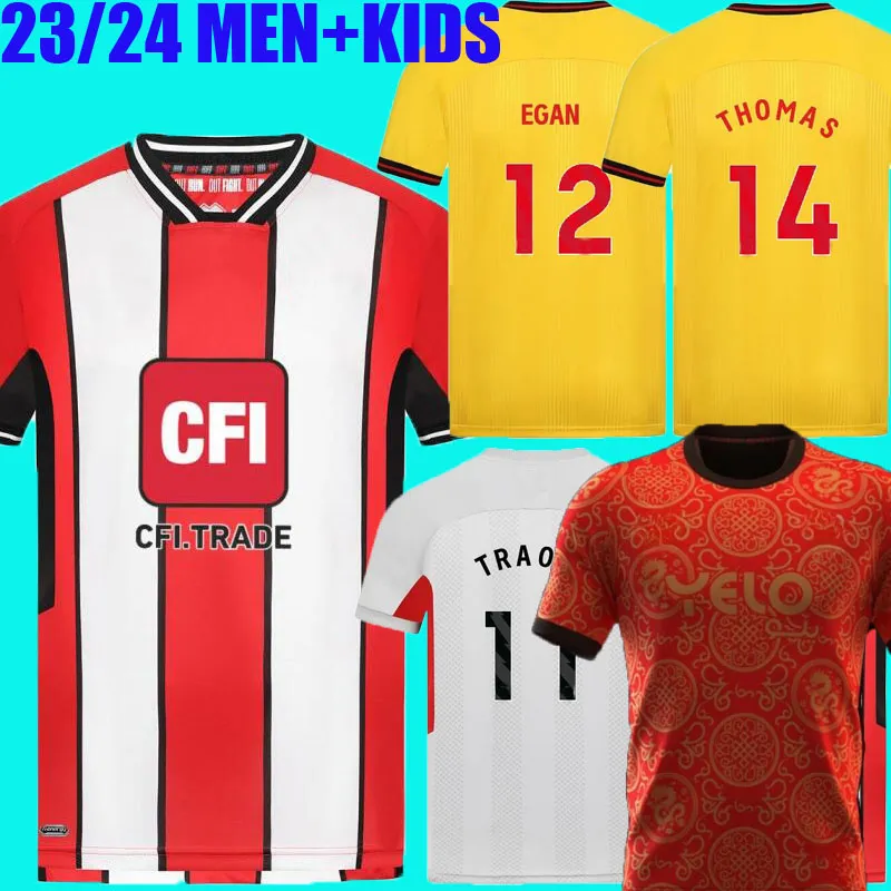 23 24 Sheffield Home Away Soccer Jerseys Promoção Kit Sander Berge John Egan Rhian Brewster Anel Ahmedhodzic Oliver Kit Kits Futebol camisa de futebol Jersey Ano novo chinês