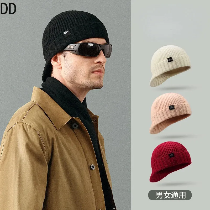 Modedesign Mens Beanie Autumn Winter Chic Wool Blend Warm Knit Hat Man Y2K Streetstyle Hip-Pop Thermal Cap Gentlemen 240124