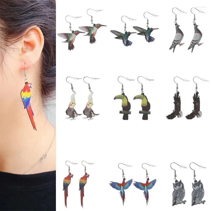 Kolczyki Dangle 1Pair Nowość ptaki zwierząt asza papuga hummingbird upuść moda biżuteria