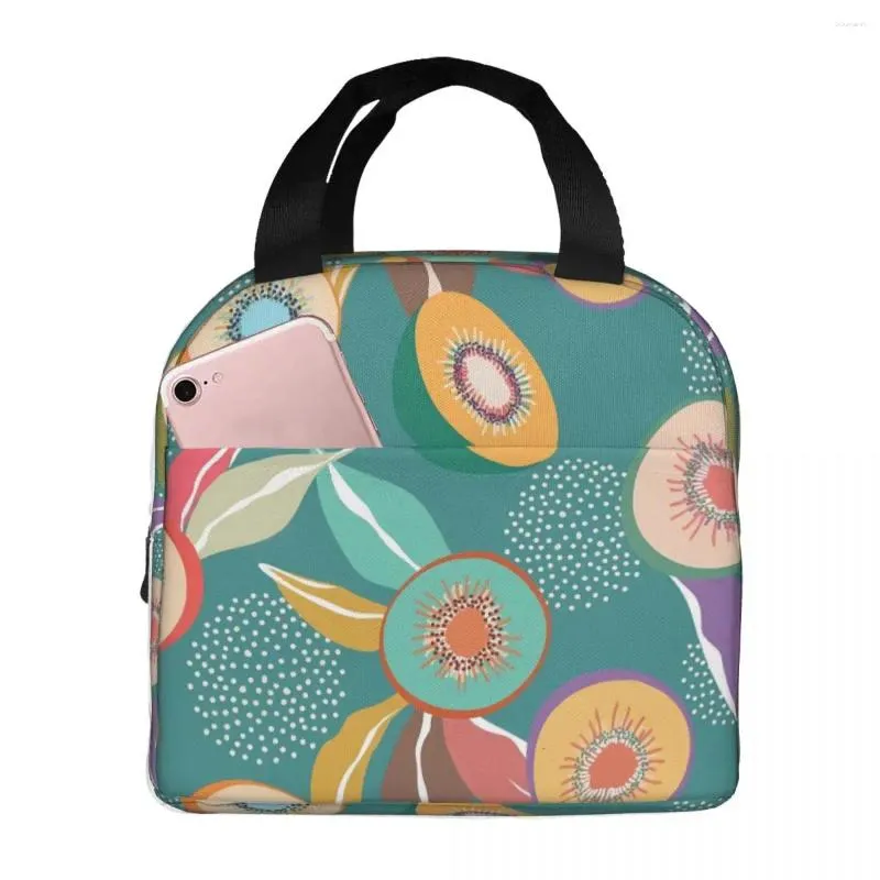 Sac à déjeuner de Fruits tropicaux, vaisselle isolée avec compartiments, poignée fourre-tout réutilisable, Portable pour enfants, école de pique-nique