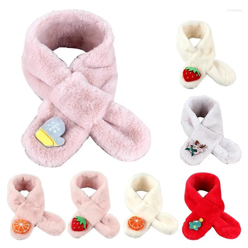 Scarves 2024 Autumn Winter Soft Plush Children Scarf Cute Girl Baby Thick Warm Outdoor Kids Neckerchief Accessories