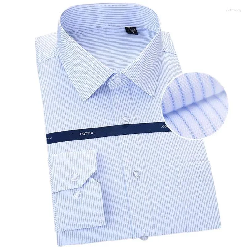 Chemises habillées pour hommes Chemise surdimensionnée en coton pur pour hommes à manches longues rayé solide formel homme 8xl col carré blanc vêtements confortables
