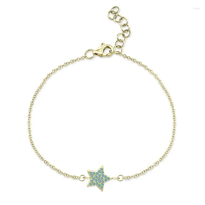 Braccialetti con ciondoli Ottone placcato oro Stella carina Cubic Zirconia Bracciale in cristallo Donna 2024 Moda Blu Amaranto CZ Pietre Gioielli presenti