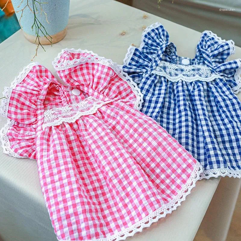 Dog Apparel Classic Pink Summer Fancy Dresses For Chihuahua Medium Puppy Lattice Vest Skirt Baby Blouse Breathable Sphinx Clothes Overall