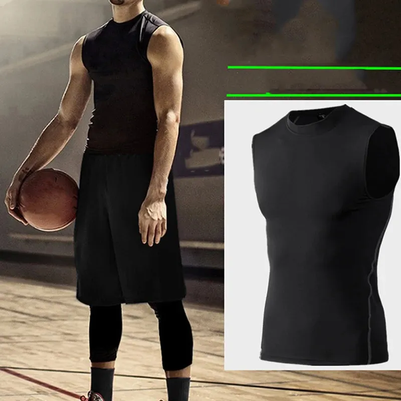 T-Shirt à Compression à séchage rapide pour hommes, gilet sans manches, extensible, débardeur de sport, 240119