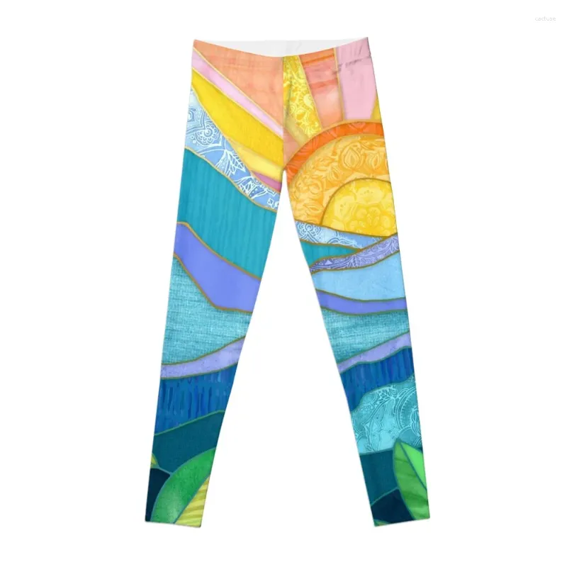 Pantalon actif coucher de soleil à travers les feuilles Leggings femme Fitness sport femme femme