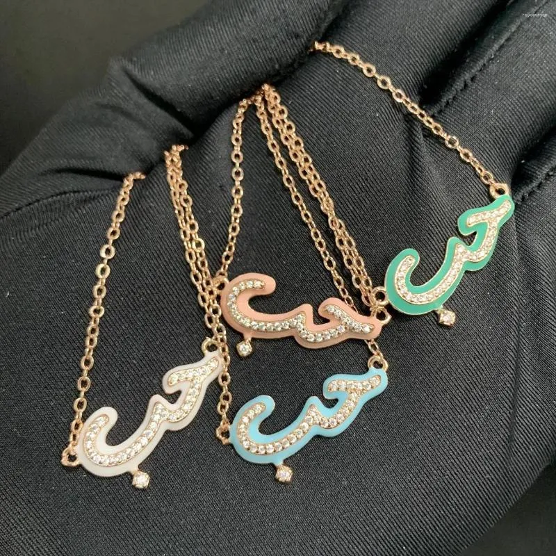 Ketten Ankunft Emaille Arabische Sprache Liebe Aussage Halskette Frauen Kristalle Anhänger Choker Hochzeit Schmuck Geschenke