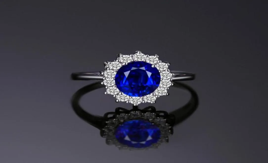 Bague de fiançailles en argent Sterling 925 avec saphir bleu, bijoux de mariage, anneaux de styliste89107764352960