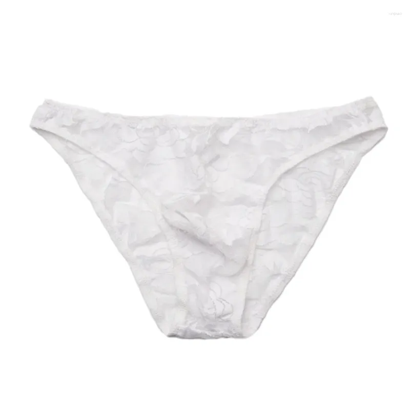 Sous-vêtements hommes Sissy culottes sexy sous-vêtements en dentelle transparent respirant string taille basse slips hommes minces gays imite la lingerie