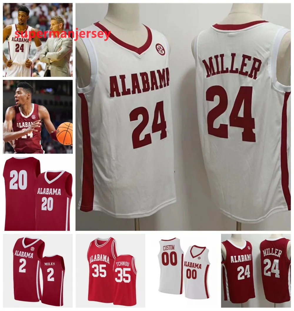 NCAA XS-6XL 앨라배마 진홍색 조수 대학 농구 jerseys 콜린 섹스 턴 아담 코트 렐 노아 gurley nimari 버넷 Keon Ambrose-Hylton Alex Tchikou Darius Miles