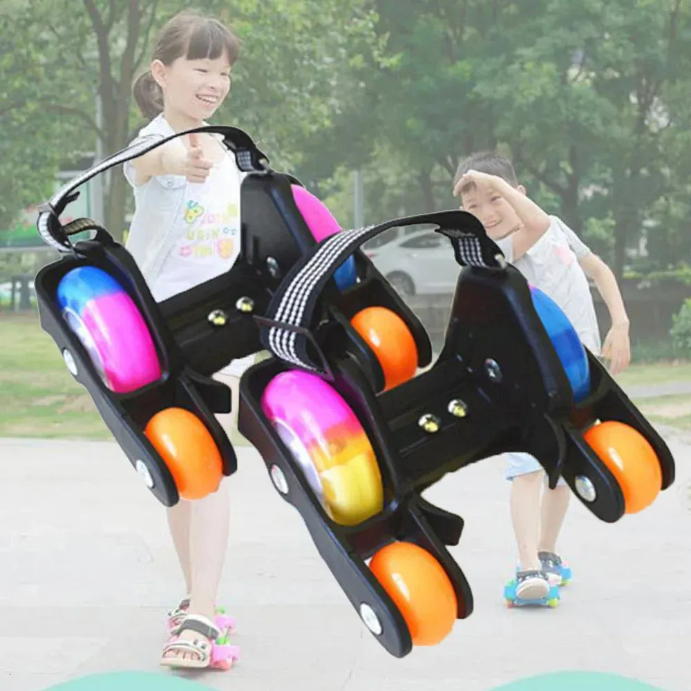 Heel Roller Skate Shoes 4 Wheels Sliding Sport Children Kids Boys Girls Led Pu Rubber Adjustable Flashing Mobility Tools Pulley240129