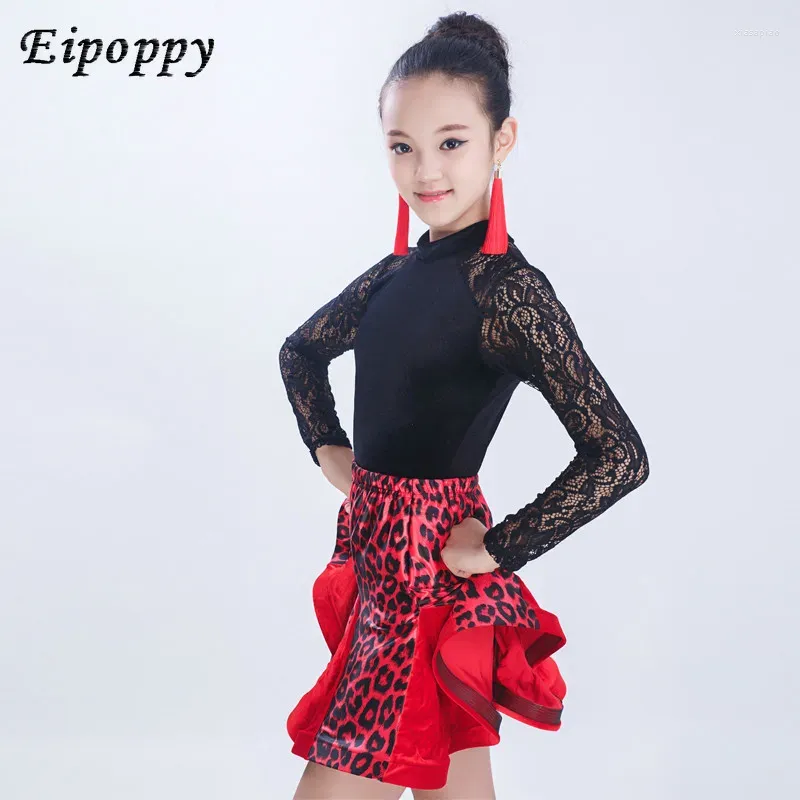 Stage Wear Winter Children Latin Dance Clothing Practice Clothes Velvet Show Girls Skirt