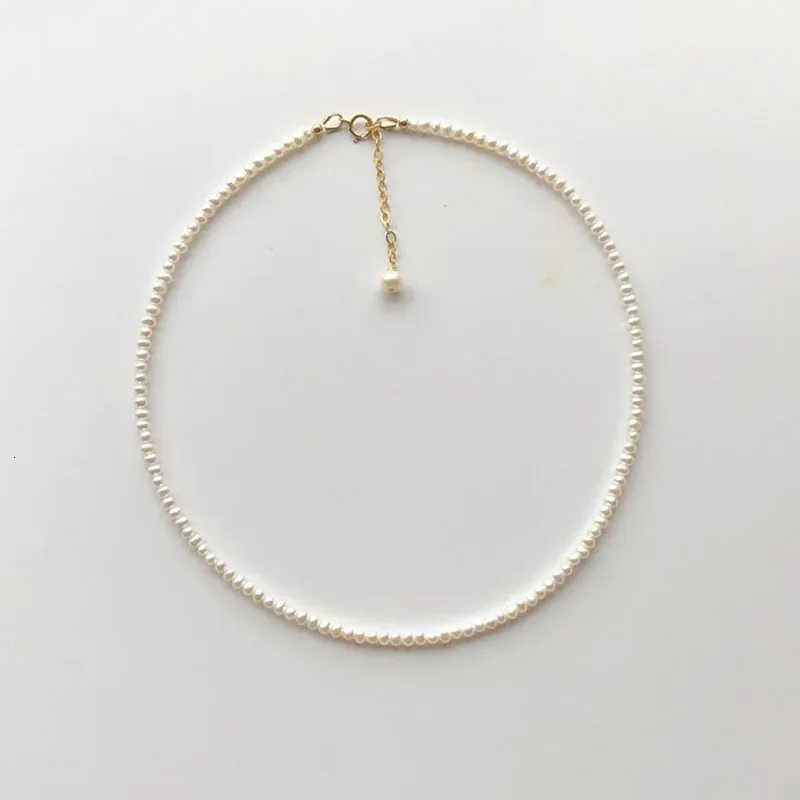 Perle d'eau douce naturelle petite perle irrégulière chaîne de clavicule élégant minimaliste sauvage 925 fermoir en argent sterling collier 240123