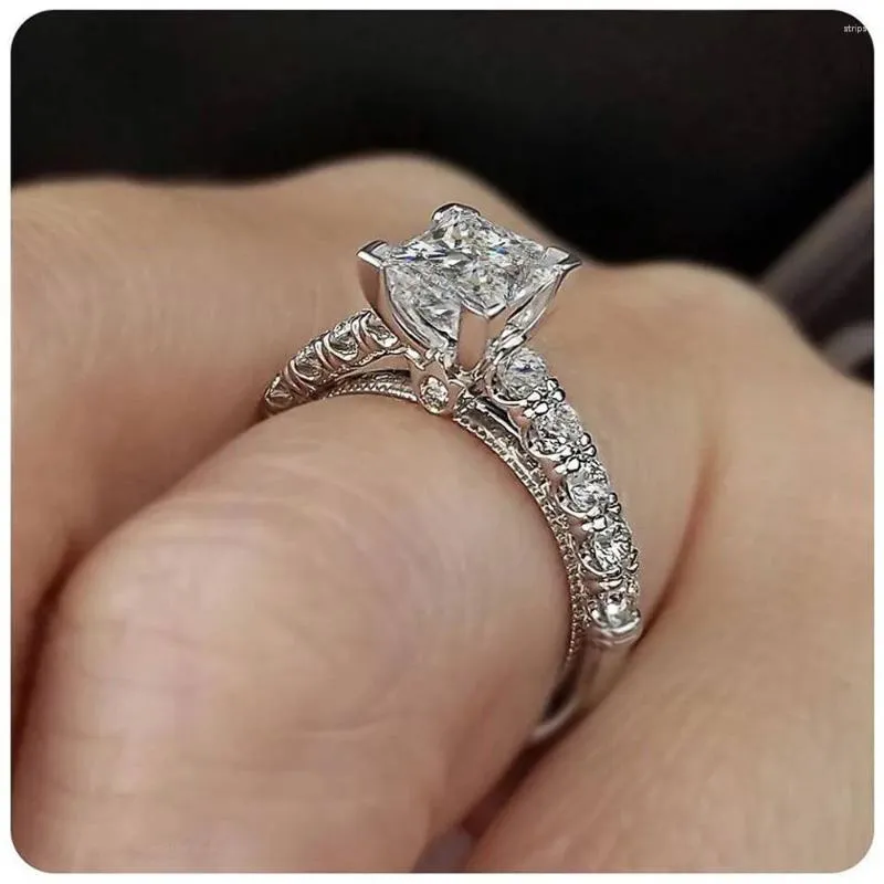 Anéis de cluster 14k ouro princesa anel de diamante real para mulheres anillos mujer bizuteria gemstone femme jóias anel jewerly