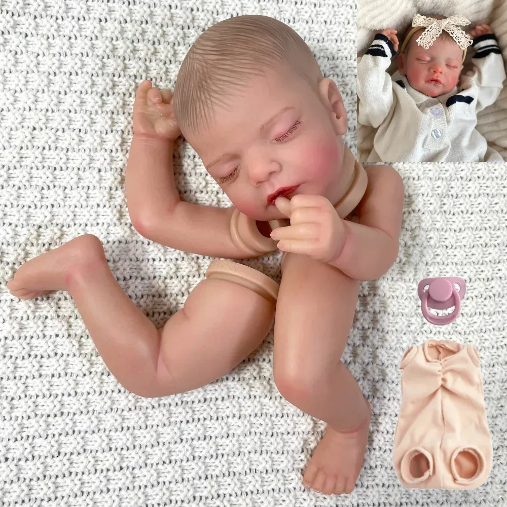 Pièces de poupée Reborn déjà peintes de 19 pouces, peau 3D de bébé réaliste avec veines visibles, corps en tissu moulé fait à la main inclus 240119