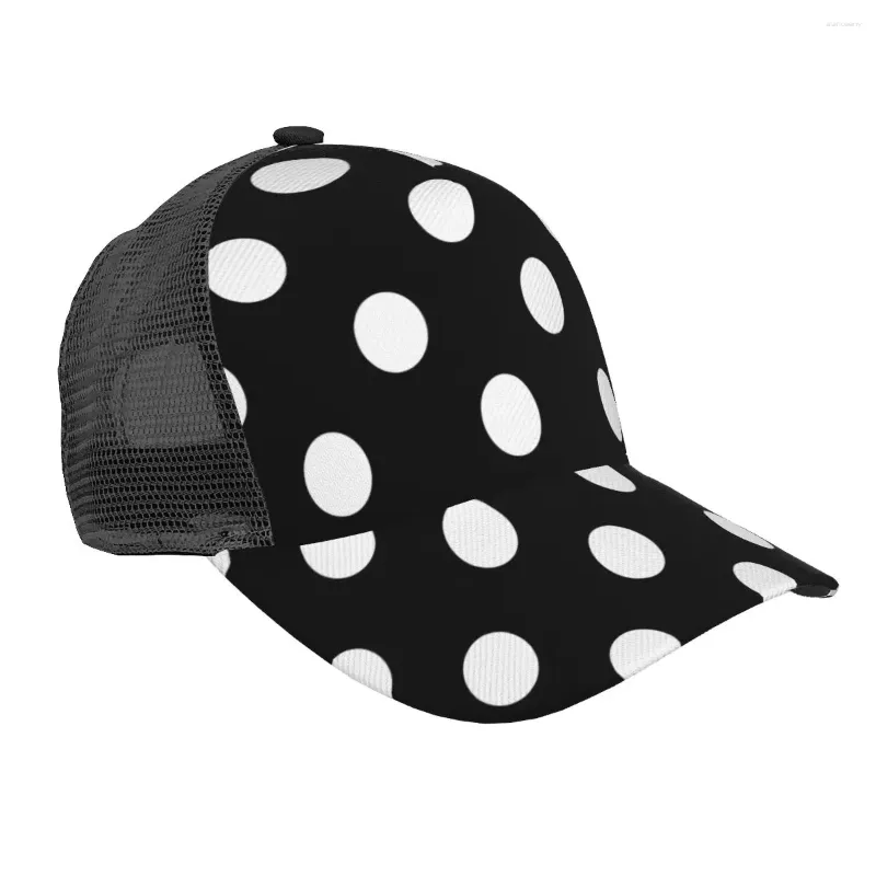 Ball Caps Mesh Baseball Cap Men Kobiety czarny biały kropka tato kapelusz unisex hip hop na zewnątrz gorras