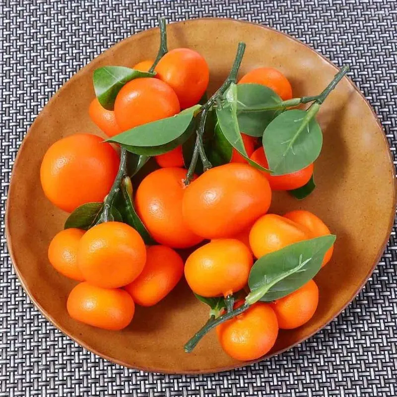 Décoration de fête, présentoir de Fruits en couleur, 3 à 6 Branches, ornements de maison, Imitation de Fruits, modèle mandarine, fausses Oranges, décor artificiel