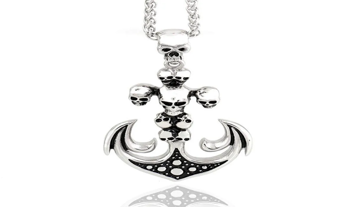 Высококачественный Men039s Vintage Anchor PendenNecklace с дизайном черепа 22 -дюймовый цепь из нержавеющей стали ювелирные изделия1305287