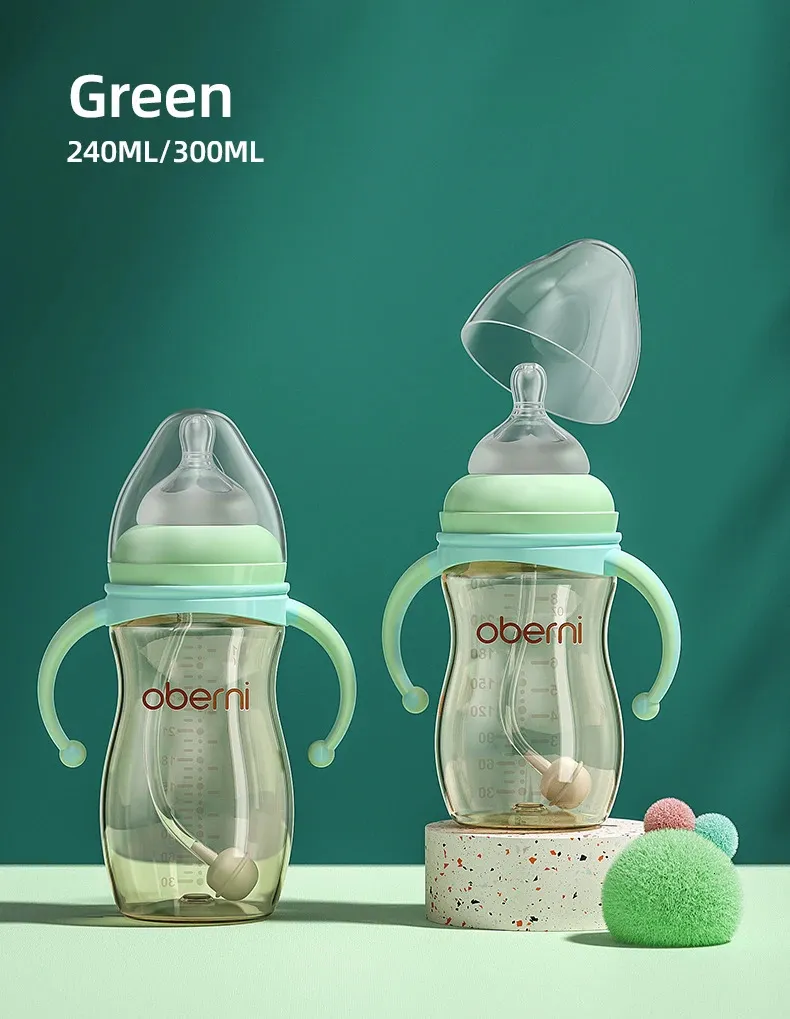 Oberni Baby Bottle Anti Inflation DropRostant耐性大きなワイドボア240ML300ML PPSUセットストロー13歳240131