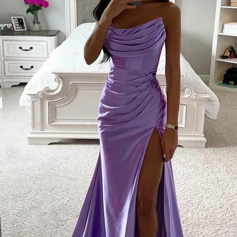 strapless open back dress Off-The-Shoulder Tight Prom Dress with Slit main image 0