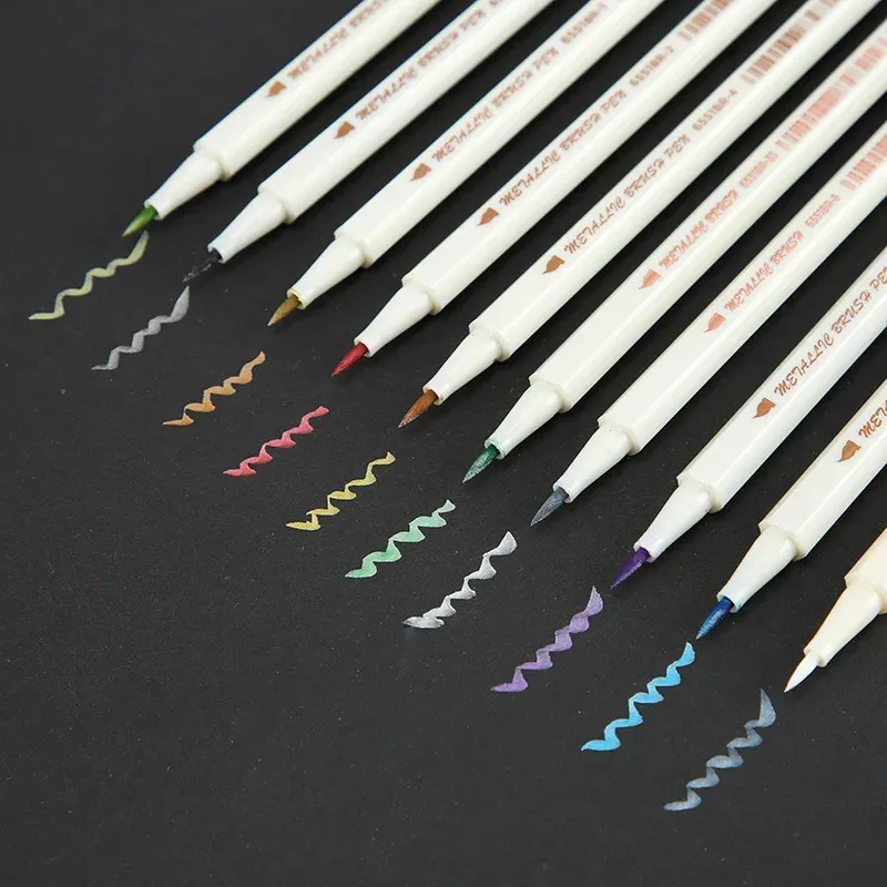 10Pcs Multicolored Markers Pen Scrapbooking Journal Diary Take Notes Student Art Drawing Stationery Office Supplies 240124