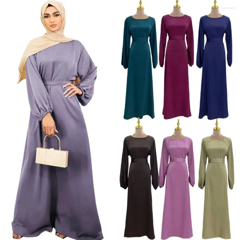 Abbigliamento etnico Moda musulmana Hijab Dubai Abaya Abiti lunghi Donna con fasce Islam Pianura africana Eid Ramadan Musulman