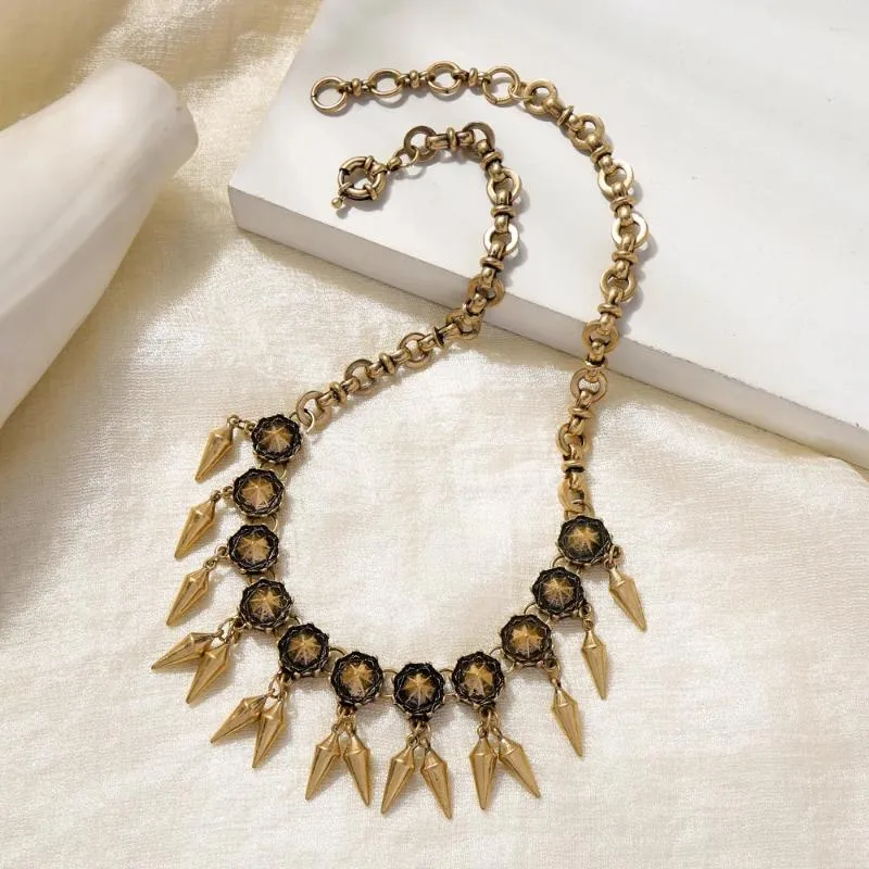 Pendant Necklaces Designs Vintage Rivet Necklace Jewellery For Women Wen With Spike Tassel Style