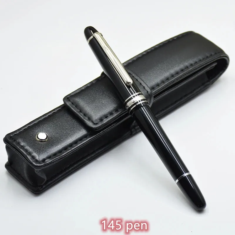 Alta qualidade 145 preto monte rolo caneta esferográfica caneta fonte escritório papelaria blance canetas esferográficas clássicas 240119