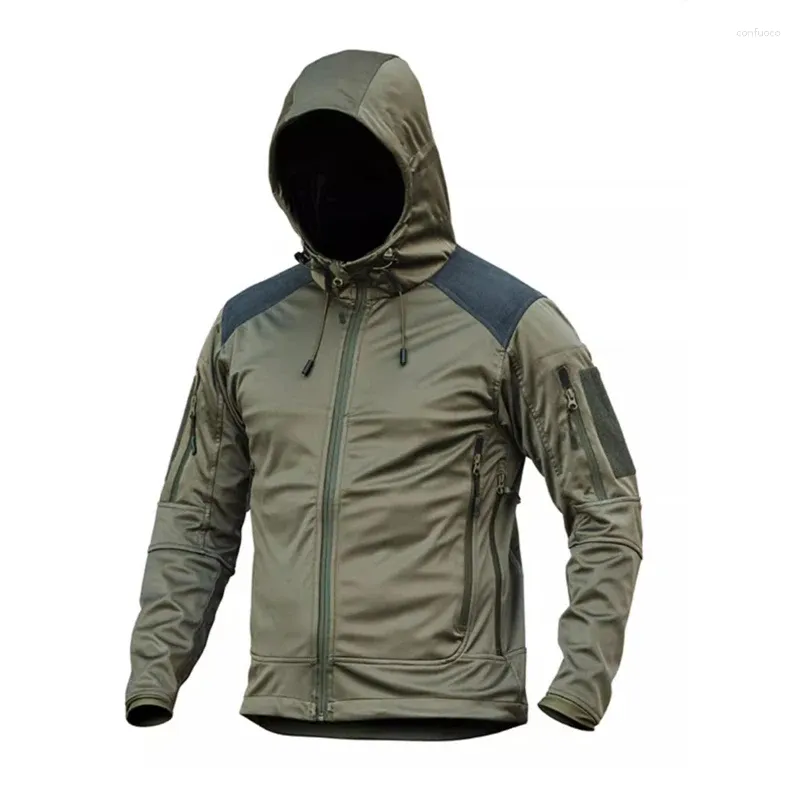 Chaquetas de caza militar ISG Softshell táctico rompevientos chaqueta al aire libre ejército ventilador con capucha ciclismo senderismo montaña cálido Camo algodón