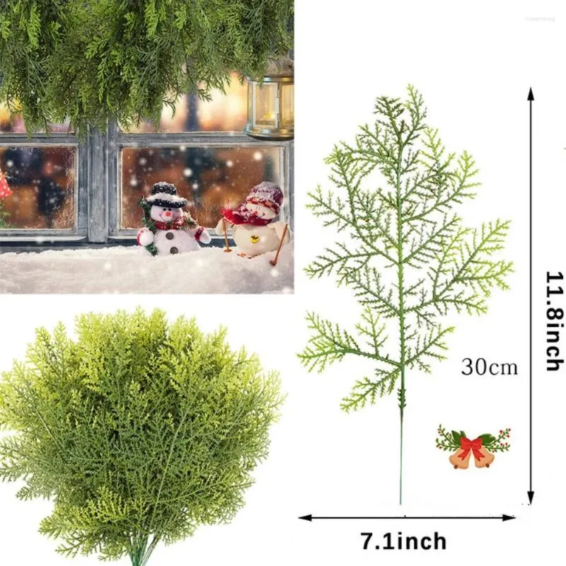Декоративные цветы 20 шт. искусственные листья ветки 11,8 дюймов сосновые стебли Рождественские аксессуары «сделай сам» для украшения дома и сада оптом