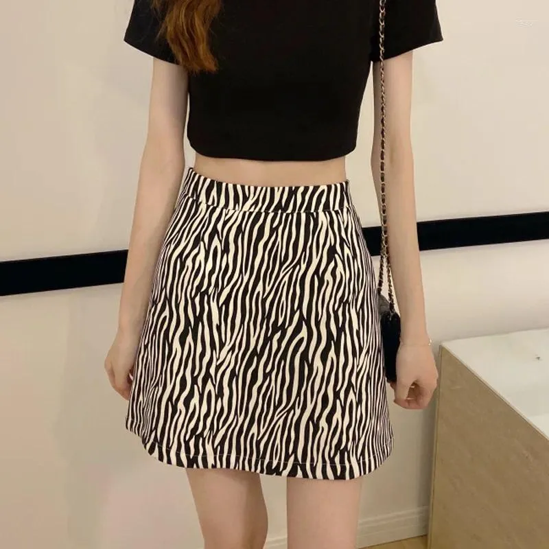 Skirts 2024 Spring Sexy Short Skirt Female Zebra Pattern High Waist Slim Early A-line