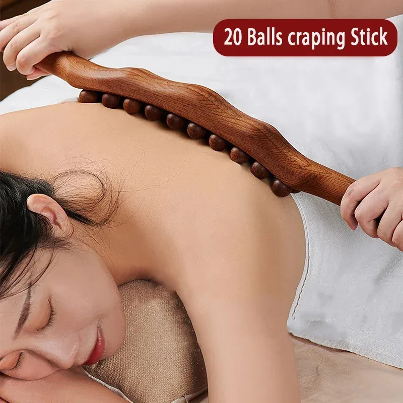 208 Beads Gua Sha Massage Stick Back Tendons Wood Scraping Point Treatment Gus A Tool Muscle Relaxing 240118