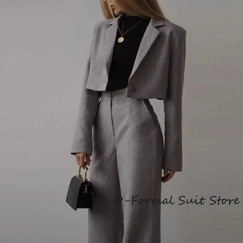 Womens 2 Piece Suit Female High Street Party Pant Set Business Casual Short Blazer Set Jacket Pants 240202