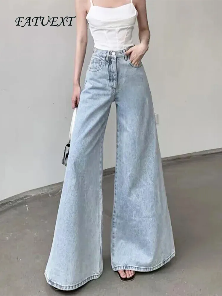 Hohe Taille Flare Jeans für Frauen Herbst Winter Vintage Mode Baggy Hosen Straße Weites Bein Denim Hosen Damen Casual 240123