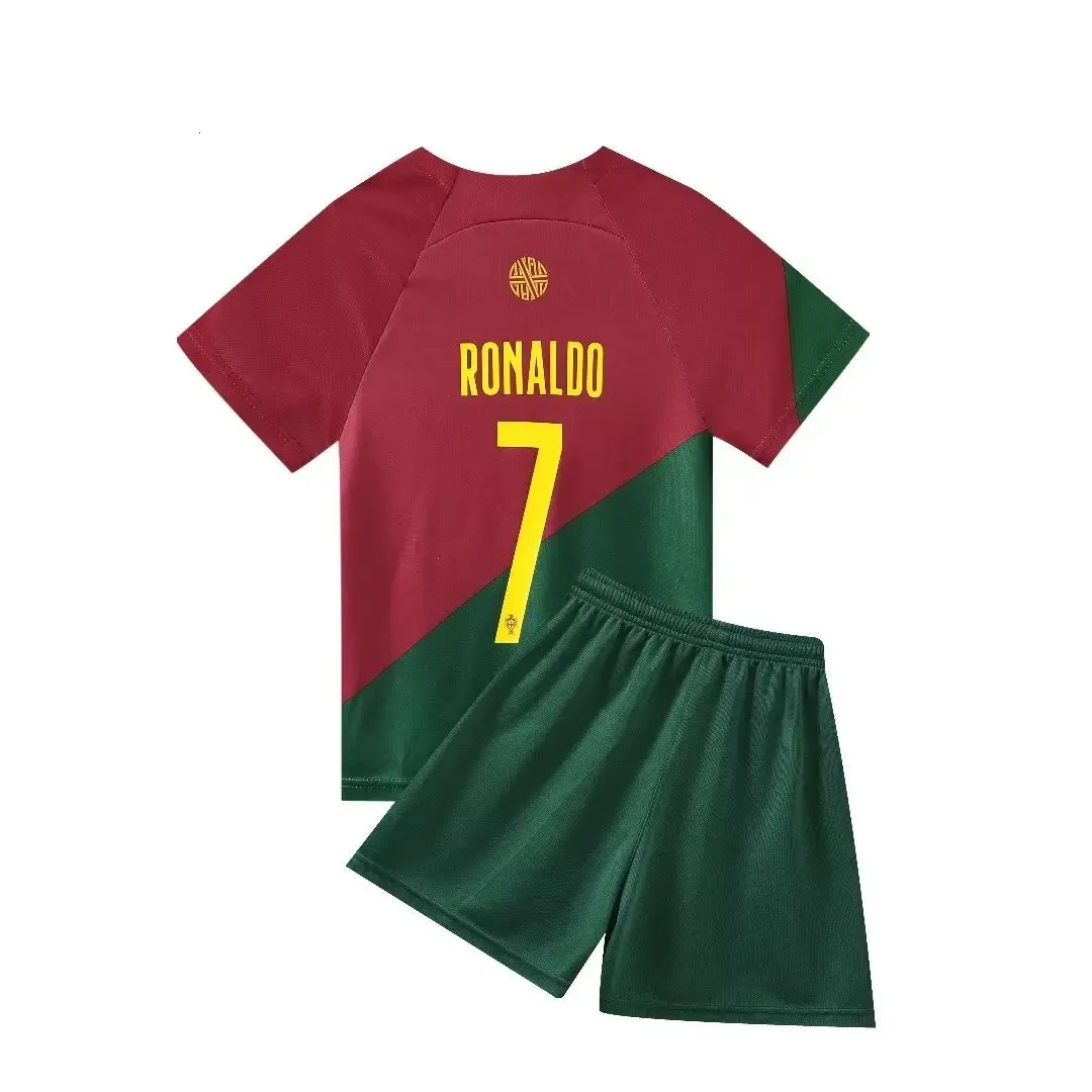 24 Junge Mädchen Portugal Fans Edition Rugby Fußballtrikot Herren und Kinder Heim-Auswärtsspiele Fußballtrikot-Kits Kurzarm Un 240122