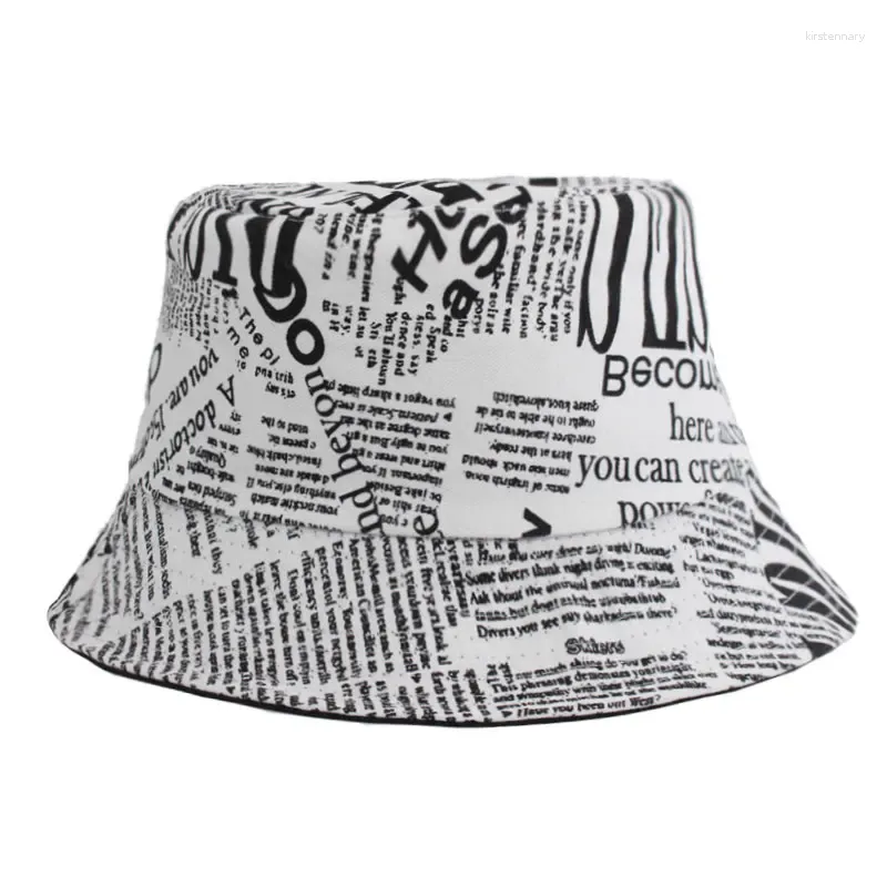 Berets Panama Bucket Hat Men Summer Women Cap Men's Print Bob Hip Hop Gorros na zewnątrz spaper sun rybakowy kobiet