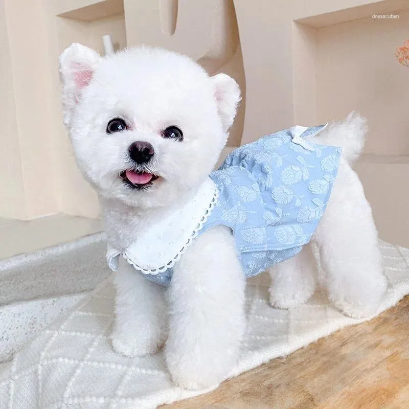 Vêtements pour chiens Vêtements pour animaux de compagnie Jupe à queue d'hirondelle pour chiens Vêtements Chat Petite fleur Imprimer Robe Rose Mignon Mince Summer Girl Produits 2024