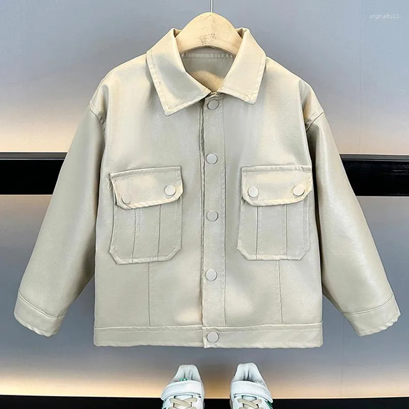 Jackets Cool Kids Casual Jacket For Boys Faux PU Leather Coat School Spring Autumn Baby Children Clothes 4 5 6 8 9 10 11 Years