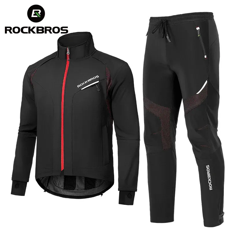 ROCKBROS hiver ensemble de cyclisme thermique coupe-vent veste de vélo Sports de plein air vtt vélo de course sur route hommes vêtements de sport taille asiatique 240131