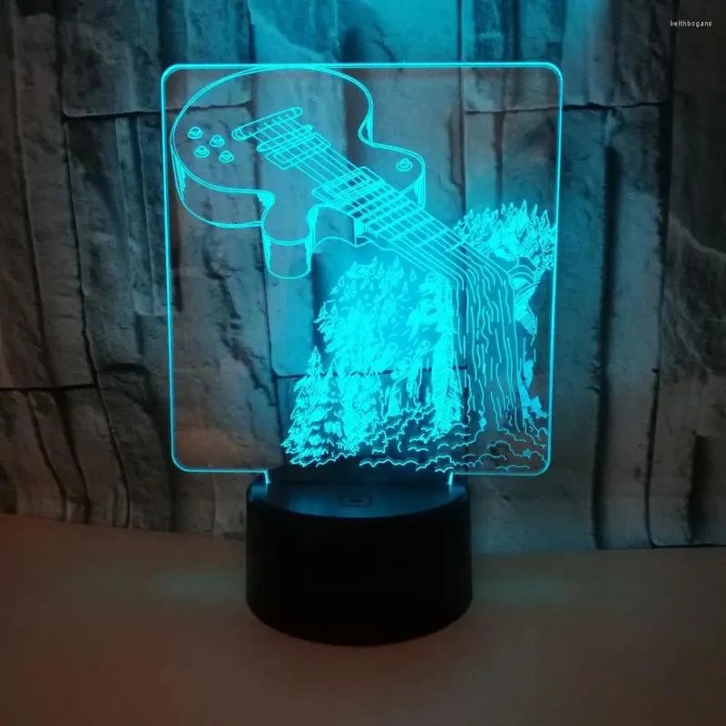 Lampade da tavolo Lampada 3D per chitarra Multi Color Touch Led Visual per soggiorno Atmosfera regalo Personalizzazione notturna